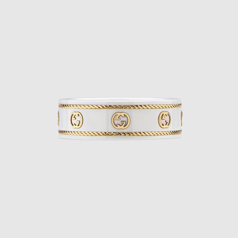 18K GG Interlocking G Icon White Zirconia Ring