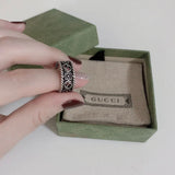 GG Aged Sterling Silver Interlocking G Flower Ring