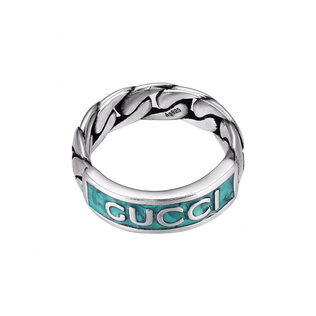 GG Logo Plaque Chain Ring