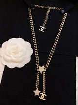 18K CC Rhinestone Star Chain Necklace