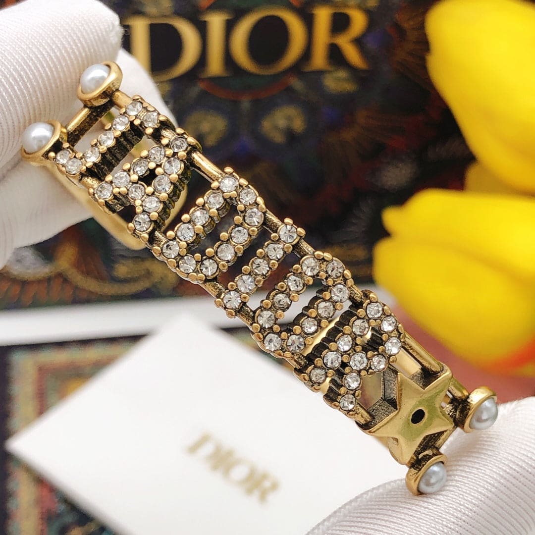 18K CD J'Adior Open Cuff Crystals Bracelet