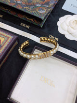 18K CD Pearl Open Cuff Bracelet