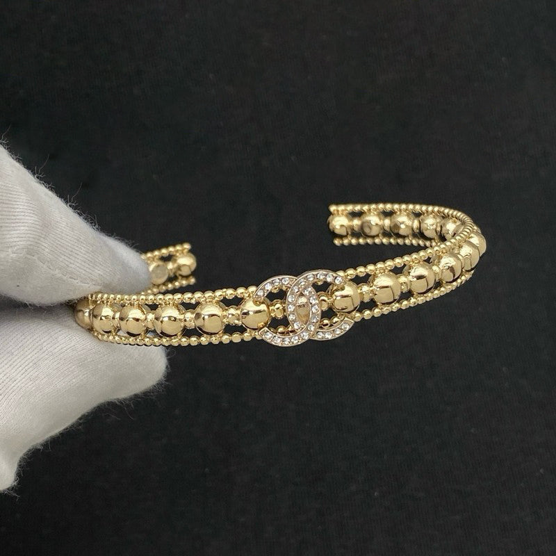 18K CC Hollow Diamond Gold Bracelet