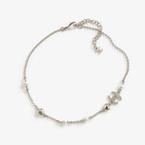 18K CC 25B Heart Crystal Pearl Necklace