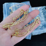 18K Louis Script Gold Earrings