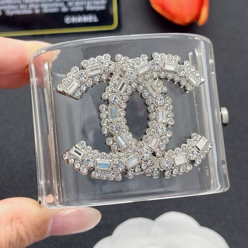18K CC Pearl Diamond Transparent Cuff Bracelet