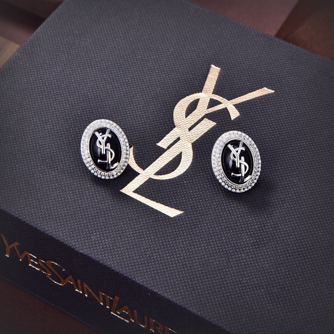 18K Saint Black Crystal Earrings