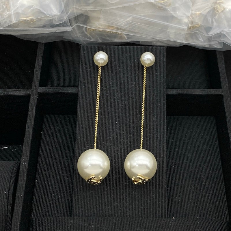 18K CC Pearl Long Earrings
