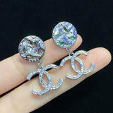 18K CC Crystal Gold Earrings