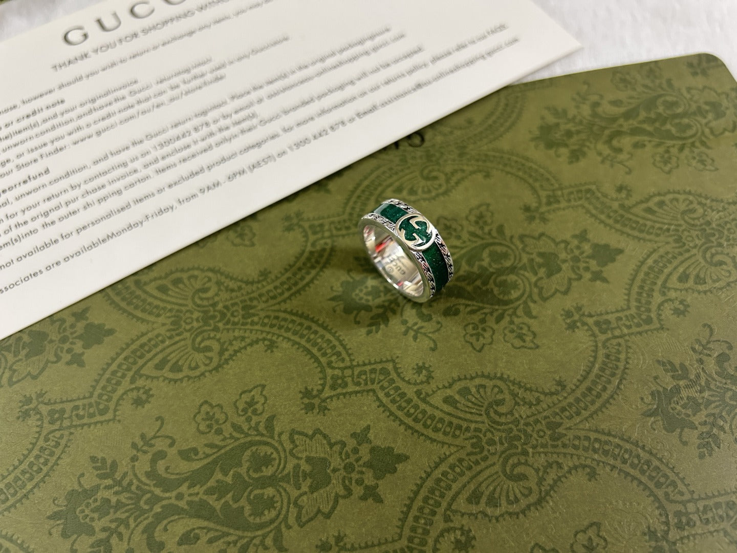GG Interlocking G Turquoise Enamel Ring