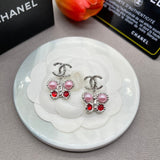 18K CC Pink Butterfly Gold Earrings
