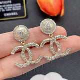 18K CC Pearl & Diamond Drop Earrings