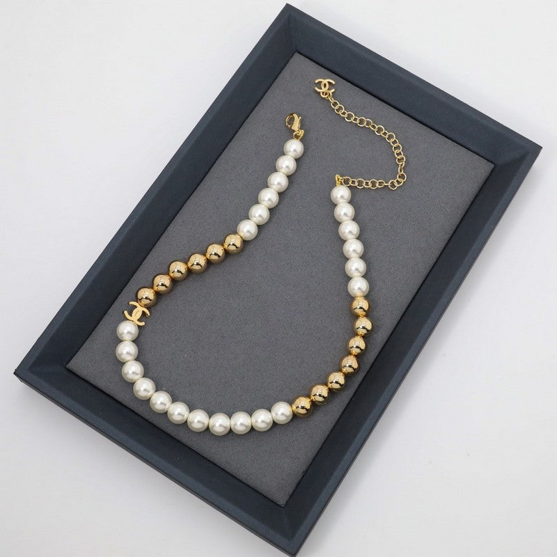 18K CC Pearl Choker Necklace