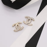18K CC Pave Diamond Earrings