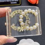 18K CC Pearl & Diamond Transparent Cuff Bracelet