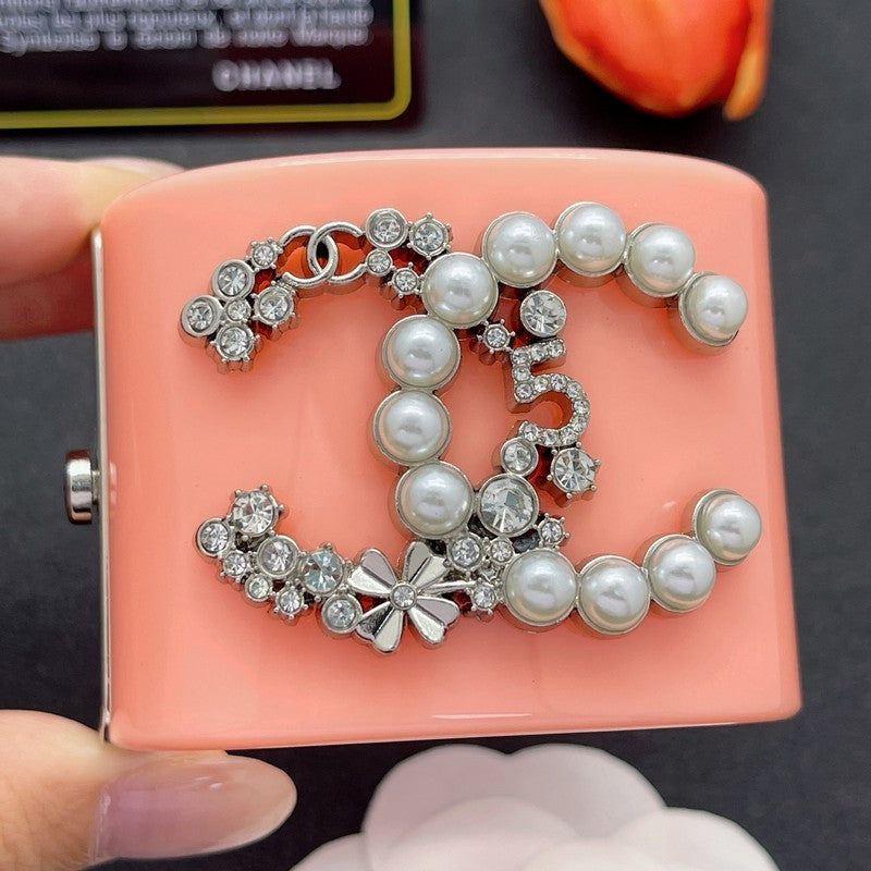 18K CC Pearl & Diamond Pink Cuff Bracelet