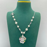 18K CC Color Crystal Pearl Chain Necklace