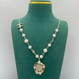 18K CC Color Crystal Pearl Chain Necklace