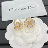18K CD Clover Pearl Earrings