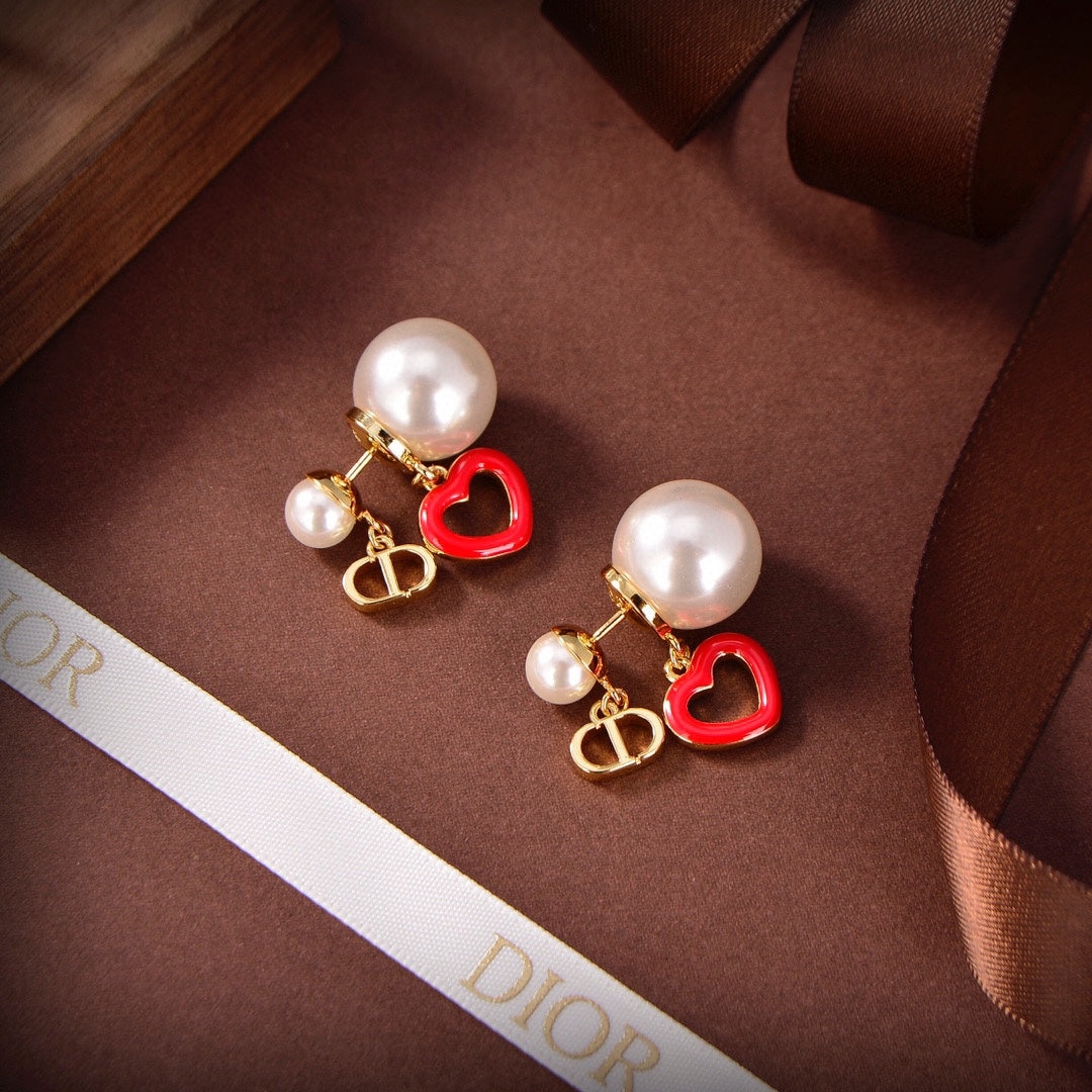18K CD Heart Valentine Earrings