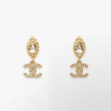 18K CC Crystal Gold Earrings