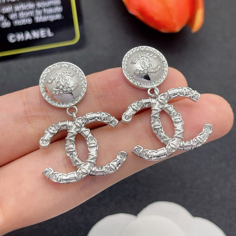 18K CC Pearl & Diamond Drop Earrings
