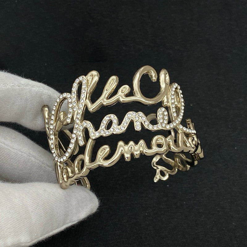 18K CC Script Diamond Cuff Bracelet