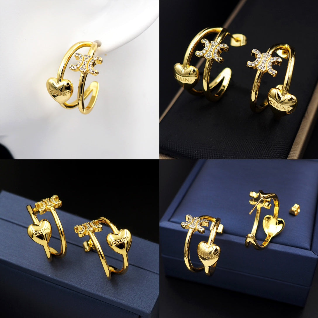 18K CE Triomphe Heart Earrings