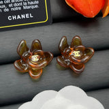 18K CC Color Flower Resin Earrings