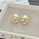 18K CD Clover Pearl Earrings