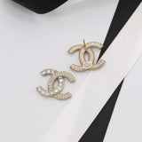 18K CC Pave Diamond Pearl Earrings