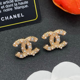 18K CC Pearl & Diamond Earrings