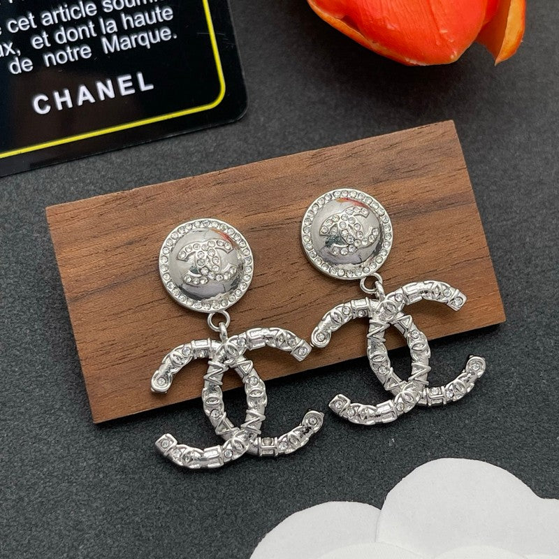 18K CC Pearl & Diamond Drop Earrings