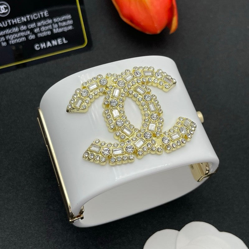 18K CC Pearl Diamond White Cuff Bracelet