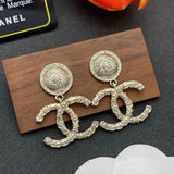 18K CC Pearl & Diamond Drop Earrings