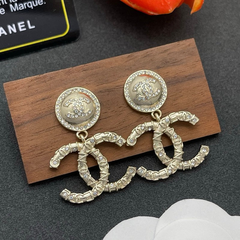 18K CC Pearl & Diamond Drop Earrings