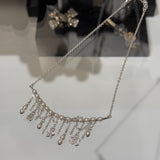 18K CC 26C Pearl Diamond Tassel Choker Necklace