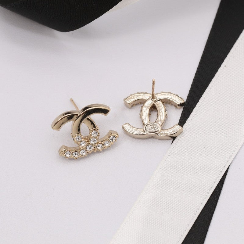 18K CC Pave Diamond Earrings