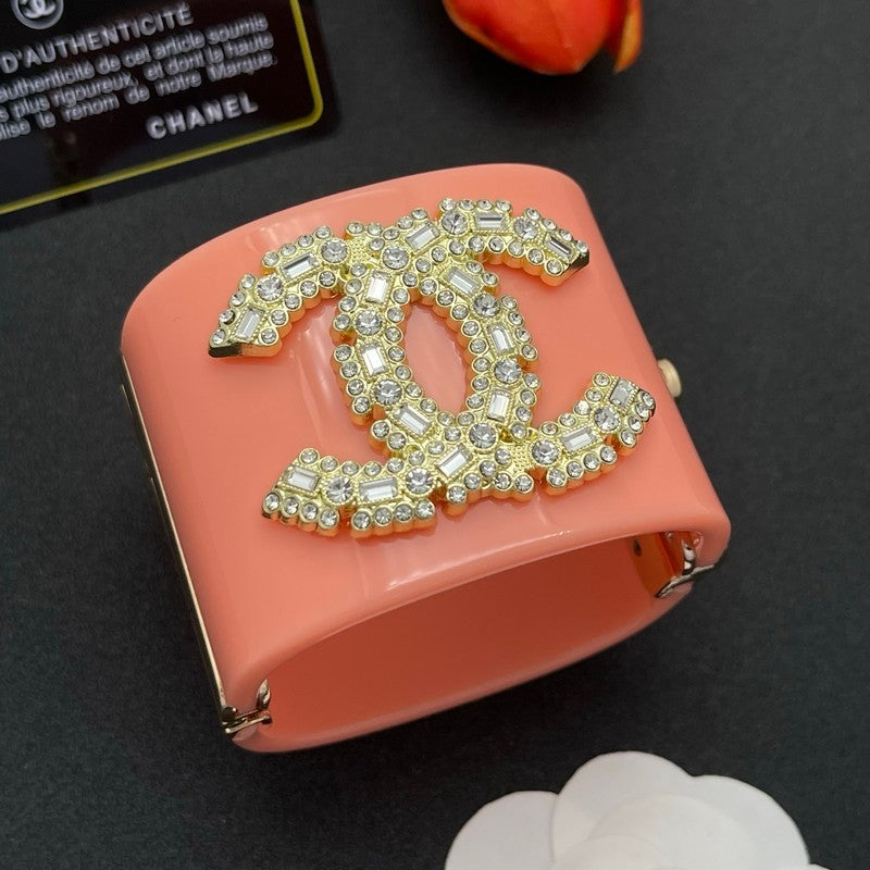 18K CC Pearl Diamond Pink Cuff Bracelet