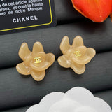 18K CC Color Flower Resin Earrings
