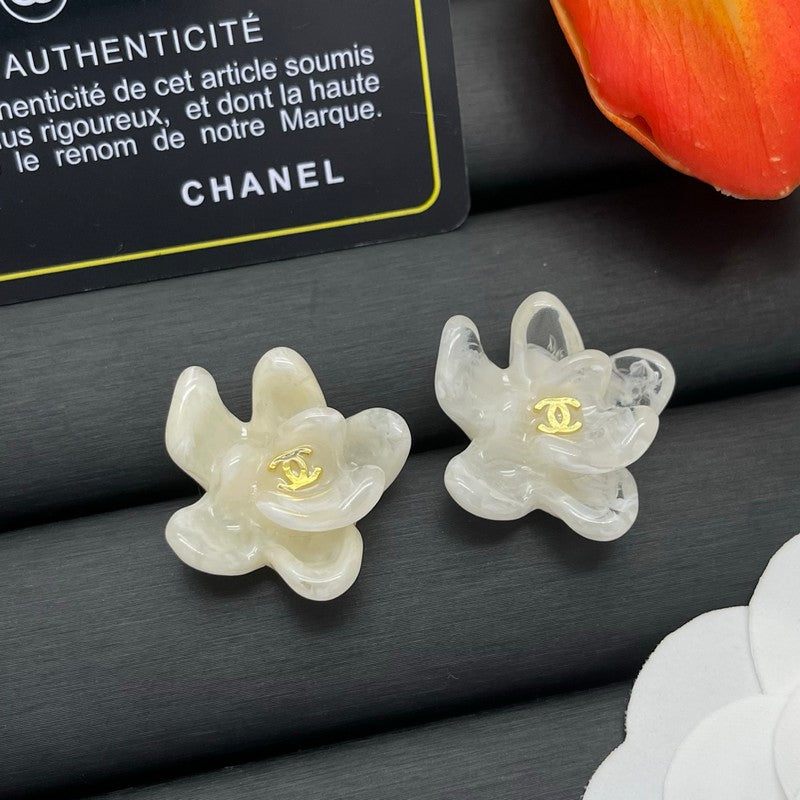 18K CC Color Flower Resin Earrings