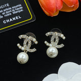 18K CC Pearl Drop Earrings