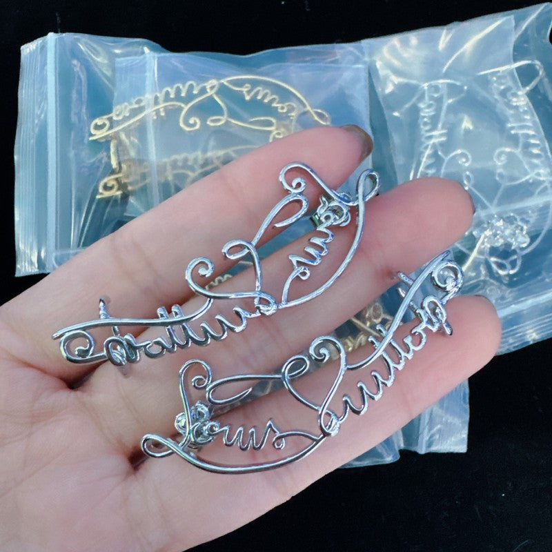 18K Louis Script Gold Earrings