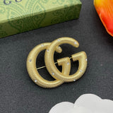 18K GG Gold Diamond Brooch