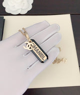 18K CC Black Plate Chain Necklace