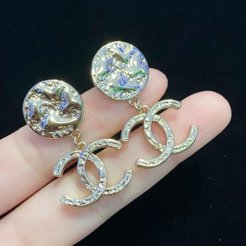 18K CC Crystal Gold Earrings