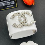 18K CC Pearl & Diamond White Cuff Bracelet