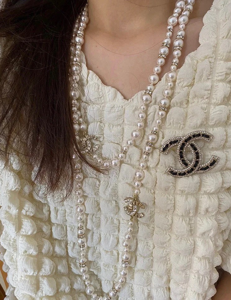 18K CC Pearls Long Necklace