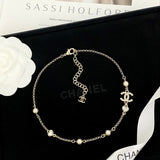 18K CC 25B Heart Crystal Pearl Necklace
