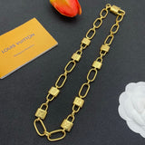 18K Louis Lock Gold Chain Necklace